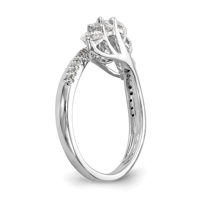 Rings Goldiacom 14K White Gold 5 Stone Simulated Diamond Engagement Ring