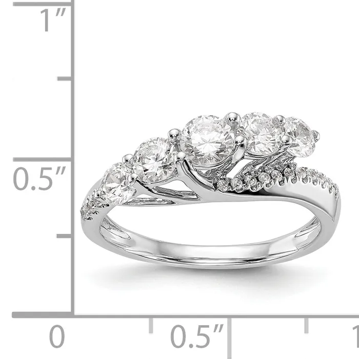 Rings Goldiacom 14K White Gold 5 Stone Simulated Diamond Engagement Ring