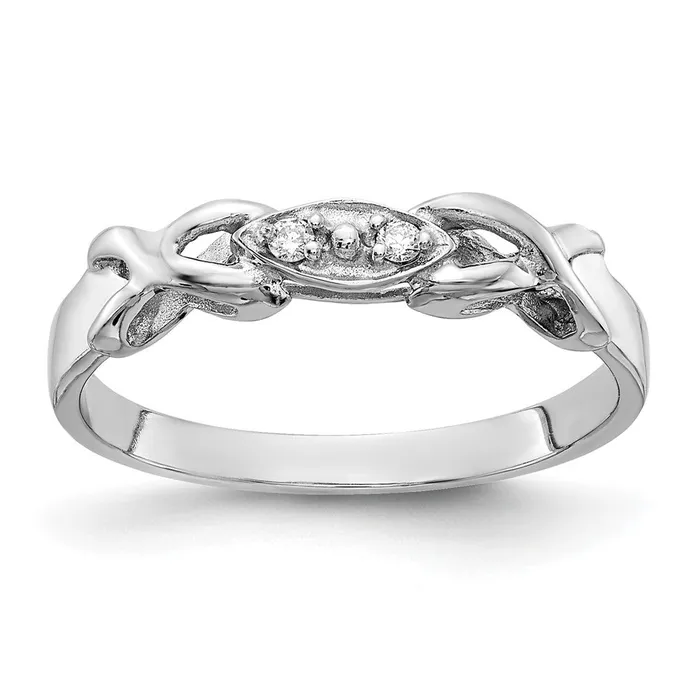 Rings Goldiacom 14k White Gold Polished AA Real Diamond Twisted Ring