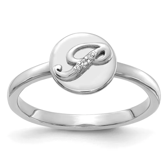 Rings Goldiacom 14k White Gold Real Diamond Initial P Ring