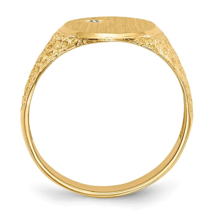 Rings Goldiacom 14K Yellow Gold 160x120mm Open Back A Real Diamond Mens Signet Ring