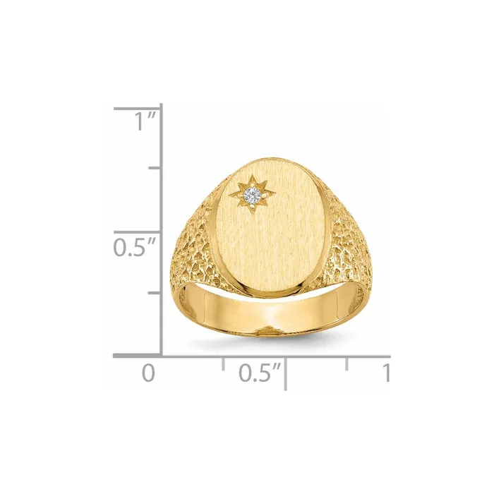 Rings Goldiacom 14K Yellow Gold 160x120mm Open Back A Real Diamond Mens Signet Ring