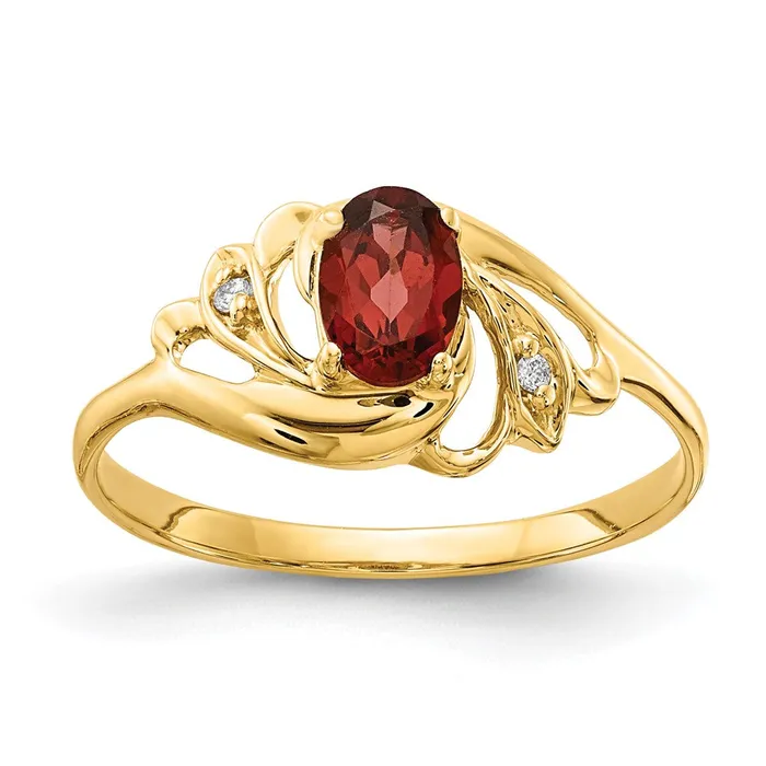 Rings Goldiacom 14K Yellow Gold 6x4mm Oval Garnet AA Real Diamond ring