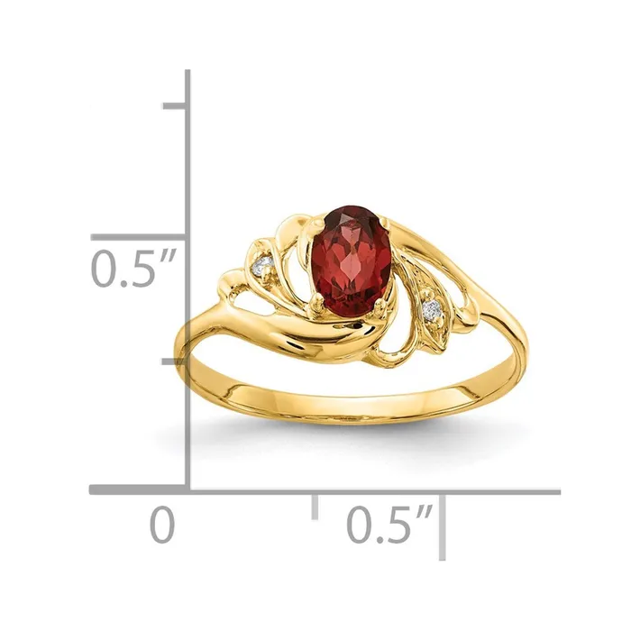 Rings Goldiacom 14K Yellow Gold 6x4mm Oval Garnet AA Real Diamond ring