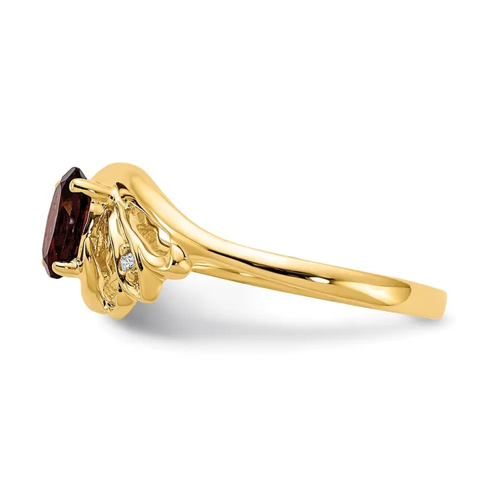 Rings Goldiacom 14K Yellow Gold 6x4mm Oval Garnet AA Real Diamond ring