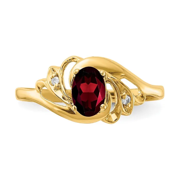 Rings Goldiacom 14K Yellow Gold 6x4mm Oval Garnet AA Real Diamond ring