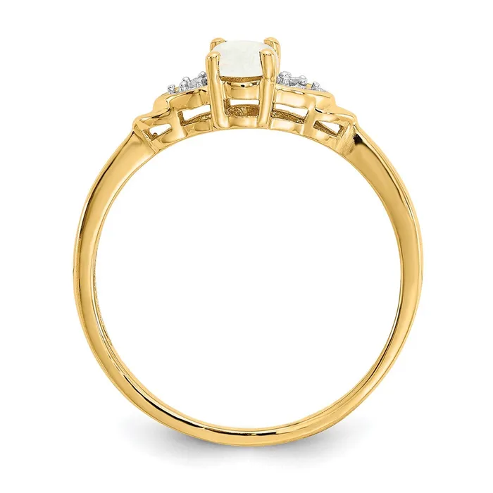 Rings Goldiacom 14K Yellow Gold Opal and Real Diamond Ring