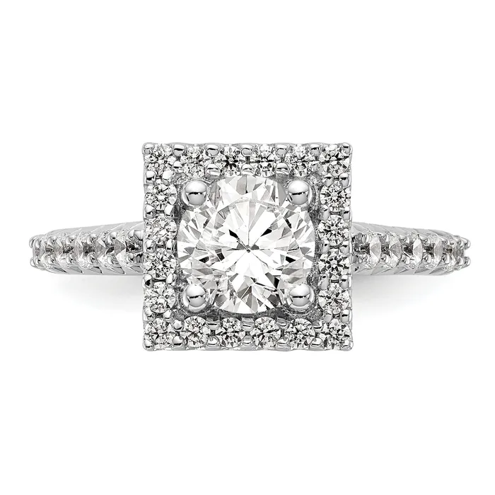 Rings Goldiacom 14KW Round Simulated Diamond Halo Engagement Ring