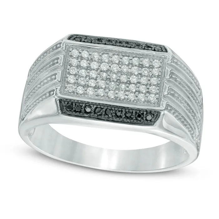Rings Goldia Mens 033 CT TW Enhanced Black and White Natural Diamond Ring in Solid 10K White Gold Rings Goldia Mens 033 CT TW Enhanced Black and White Natural Diamond Ring in Solid 10K White Gold