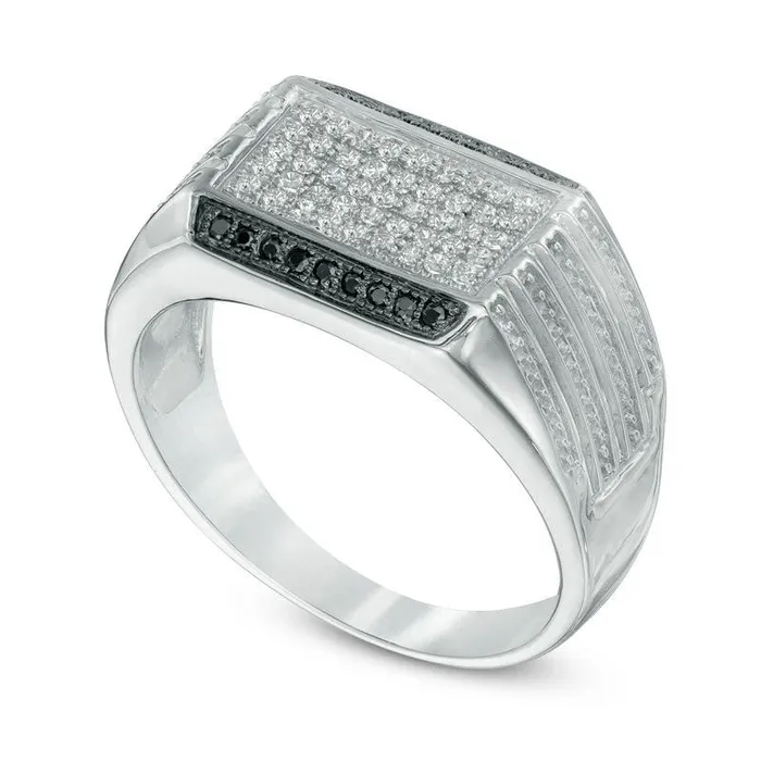 Rings Goldia Mens 033 CT TW Enhanced Black and White Natural Diamond Ring in Solid 10K White Gold Rings Goldia Mens 033 CT TW Enhanced Black and White Natural Diamond Ring in Solid 10K White Gold