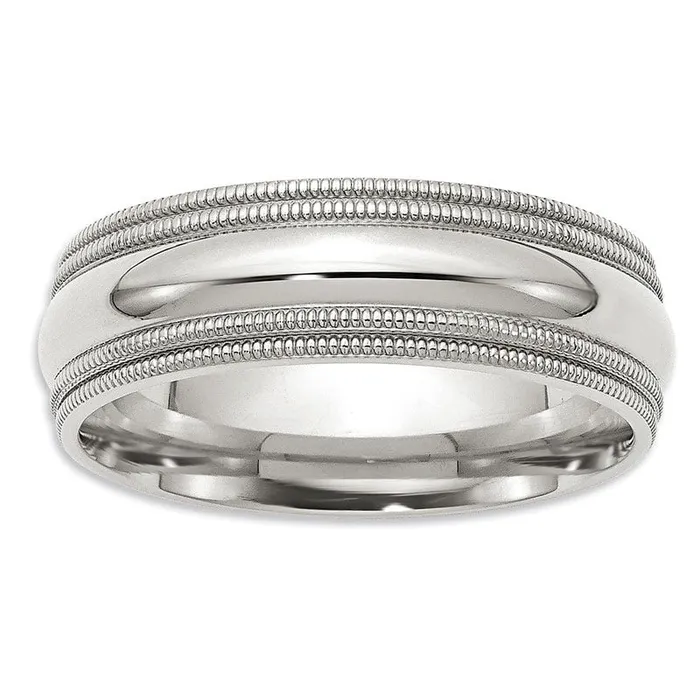 Rings Goldia Mens 70mm Comfort Fit Double Row Milgrain Wedding Band in Sterling Silver Rings Goldia Mens 70mm Comfort Fit Double Row Milgrain Wedding Band in Sterling Silver