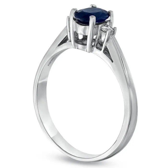 Rings Goldia Oval Blue Sapphire and Natural Diamond Accent Engagement Ring in Solid 14K White Gold Rings Goldia Oval Blue Sapphire and Natural Diamond Accent Engagement Ring in Solid 14K White Gold