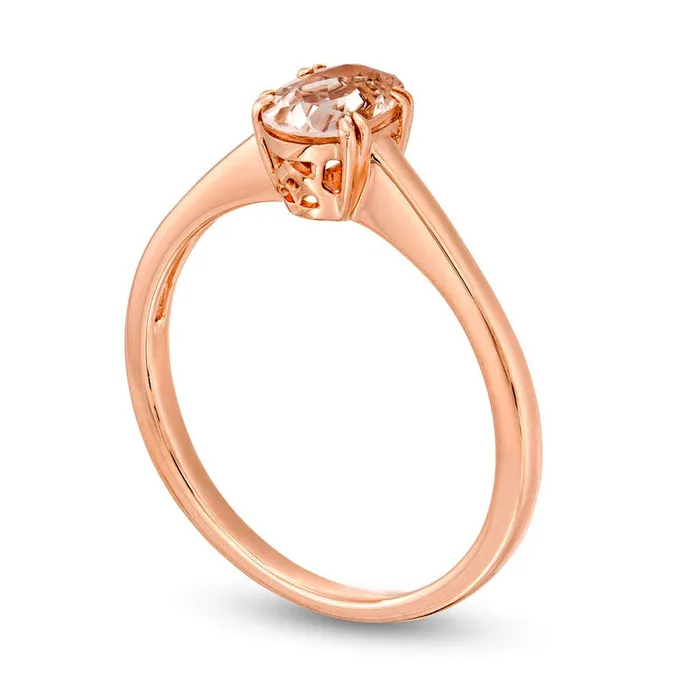 Rings Goldia Oval Morganite Solitaire Ring in Solid 10K Rose Gold Rings Goldia Oval Morganite Solitaire Ring in Solid 10K Rose Gold