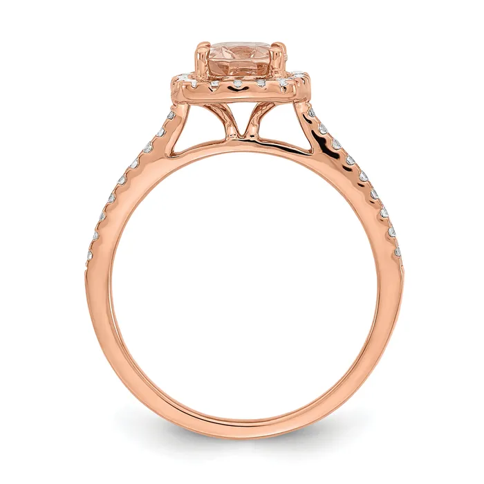 Rings Goldia Pure Serenity 14k Rose Gold 13 Ct Lab Grown Diamond VSSI G and Long Cushion Morganite Halo Engagement Ring