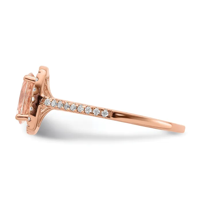 Rings Goldia Pure Serenity 14k Rose Gold 13 Ct Lab Grown Diamond VSSI G and Long Cushion Morganite Halo Engagement Ring