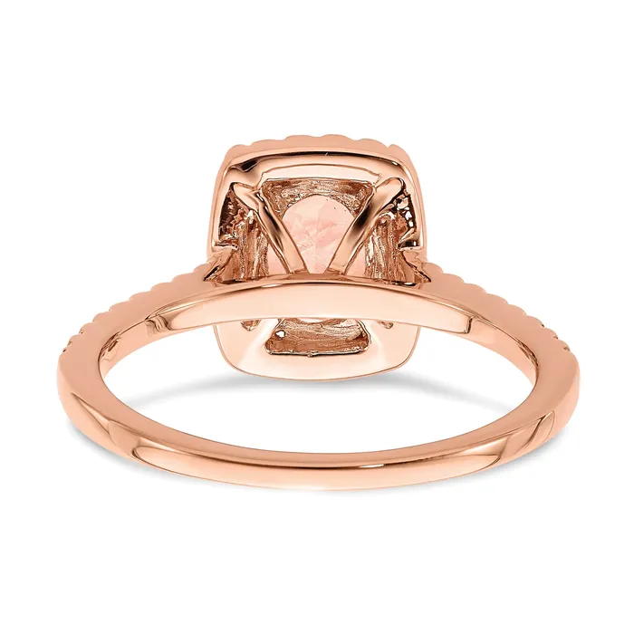 Rings Goldia Pure Serenity 14k Rose Gold 13 Ct Lab Grown Diamond VSSI G and Long Cushion Morganite Halo Engagement Ring