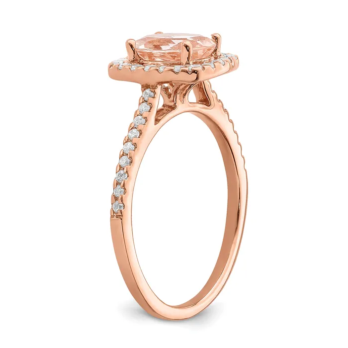 Rings Goldia Pure Serenity 14k Rose Gold 13 Ct Lab Grown Diamond VSSI G and Long Cushion Morganite Halo Engagement Ring