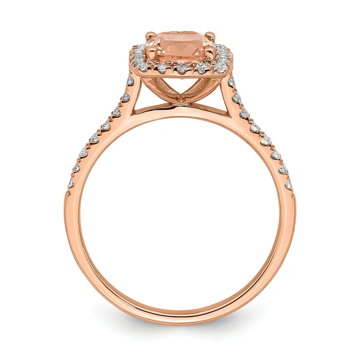 Rings Goldia Pure Serenity 14k Rose Gold 14 Ct Lab Grown Diamond VSSI G and Cushion Morganite Halo Engagement Ring