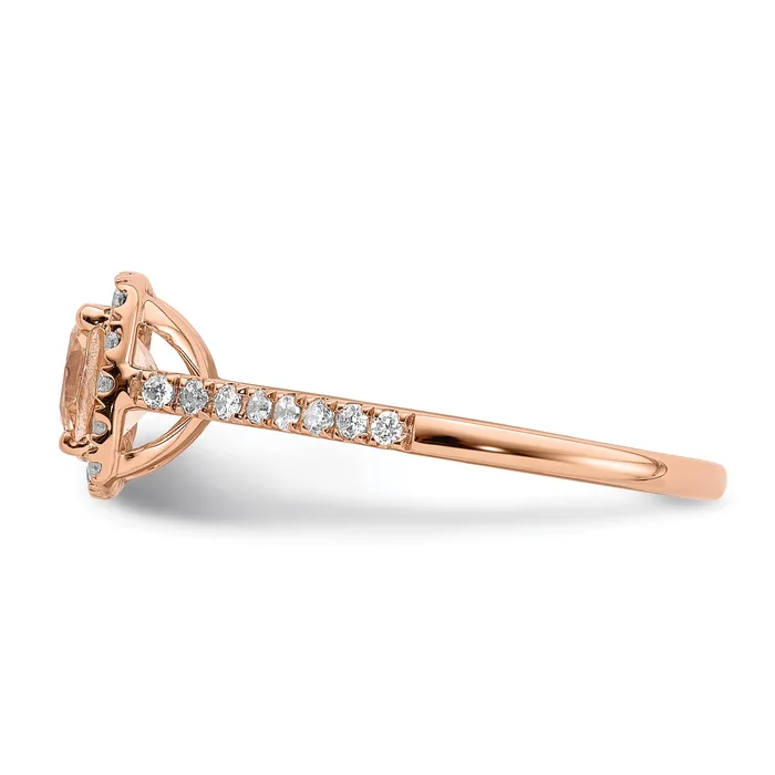 Rings Goldia Pure Serenity 14k Rose Gold 14 Ct Lab Grown Diamond VSSI G and Cushion Morganite Halo Engagement Ring