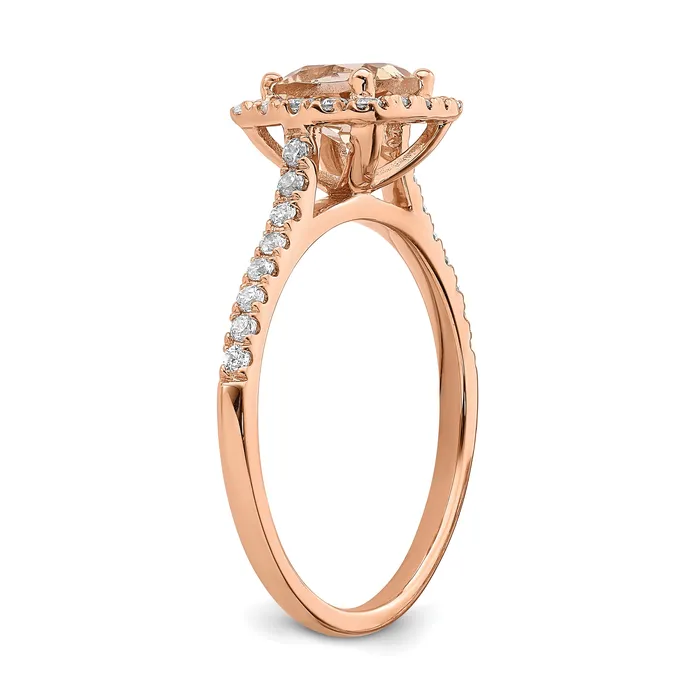 Rings Goldia Pure Serenity 14k Rose Gold 14 Ct Lab Grown Diamond VSSI G and Cushion Morganite Halo Engagement Ring