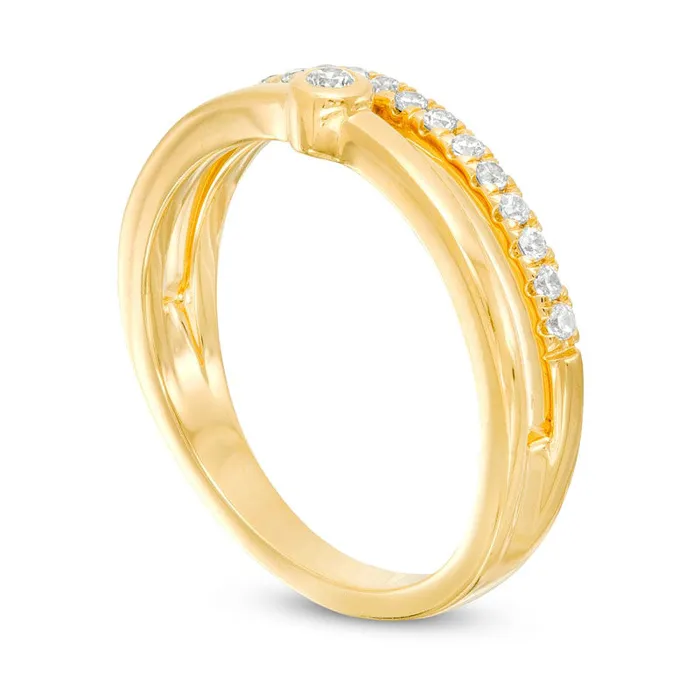 Rings Goldia Remixed Reimagined 020 CT TW Natural Diamond Double Row Split Shank Ring in Solid 10K Yellow Gold Rings Goldia Remixed Reimagined 020 CT TW Natural Diamond Double Row Split Shank Ring in Solid 10K Yellow Gold