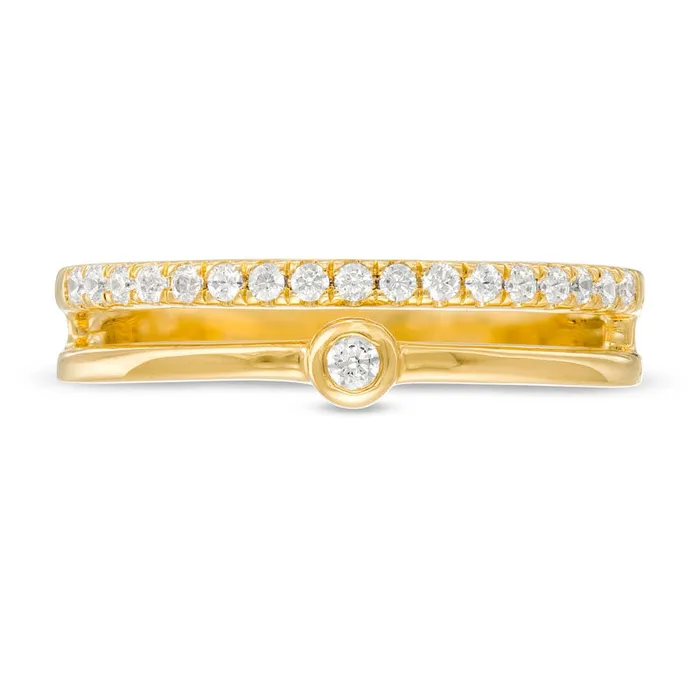 Rings Goldia Remixed Reimagined 020 CT TW Natural Diamond Double Row Split Shank Ring in Solid 10K Yellow Gold Rings Goldia Remixed Reimagined 020 CT TW Natural Diamond Double Row Split Shank Ring in Solid 10K Yellow Gold