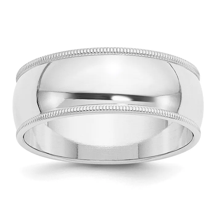 Rings Goldia Solid 10K White Gold 8mm Milgrain Half Round MensWomens Wedding Band Ring Size 75 Rings Goldia Solid 10K White Gold 8mm Milgrain Half Round MensWomens Wedding Band Ring Size 75