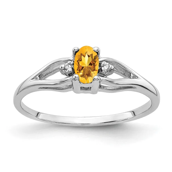 Rings Goldia Solid 14k White Gold 5x3mm Oval Simulated Citrine A CZ Ring