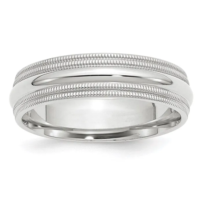 Rings Goldia Solid 14K White Gold 6mm Double Milgrain Comfort Fit MensWomens Wedding Band Ring Size 115 Rings Goldia Solid 14K White Gold 6mm Double Milgrain Comfort Fit MensWomens Wedding Band Ring Size 115