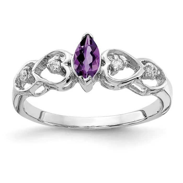 Rings Goldia Solid 14k White Gold 6x3mm Marquise Simulated Amethyst AA CZ Ring Rings Goldia Solid 14k White Gold 6x3mm Marquise Simulated Amethyst AA CZ Ring