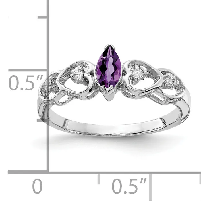 Rings Goldia Solid 14k White Gold 6x3mm Marquise Simulated Amethyst AA CZ Ring
