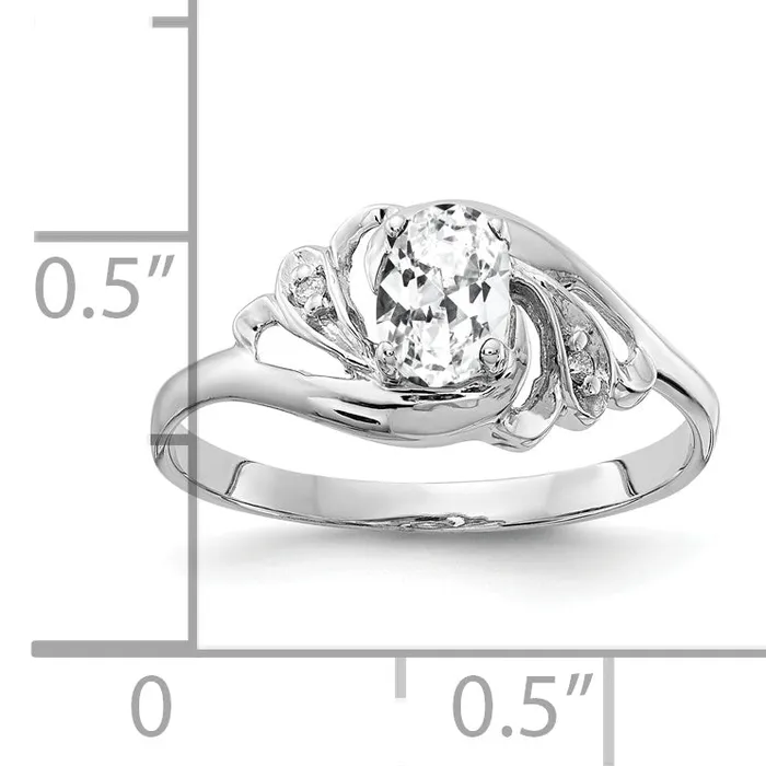 Rings Goldia Solid 14k White Gold 6x4mm Oval Cubic Zirconia VS Simulated CZ Ring