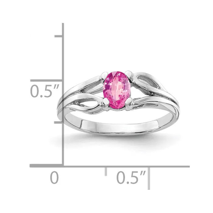 Rings Goldia Solid 14k White Gold 6x4mm Oval PinK Simulated Sapphire Ring
