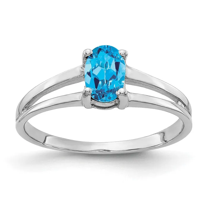 Rings Goldia Solid 14k White Gold 6x4mm Oval Simulated Blue Topaz Ring