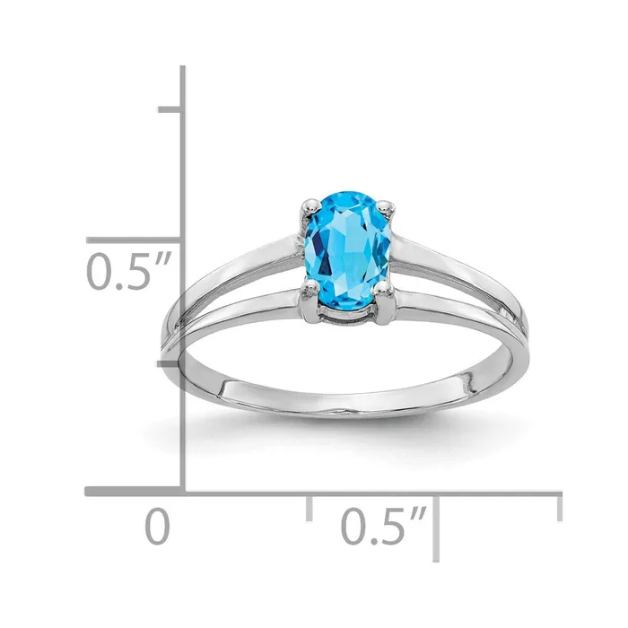 Rings Goldia Solid 14k White Gold 6x4mm Oval Simulated Blue Topaz Ring