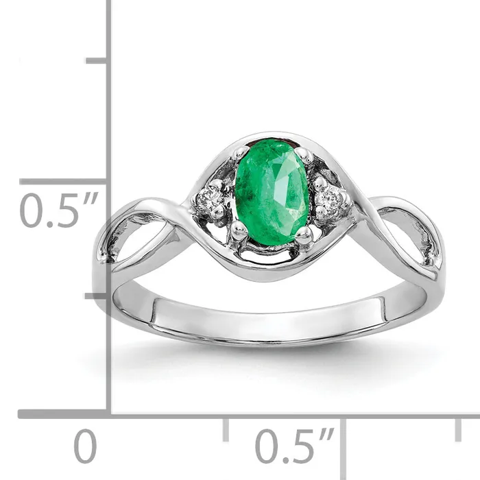 Rings Goldia Solid 14k White Gold 6x4mm Oval Simulated Emerald AA CZ Ring