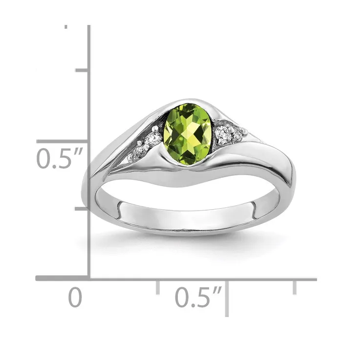 Rings Goldia Solid 14k White Gold 6x4mm Oval Simulated Peridot A CZ Ring