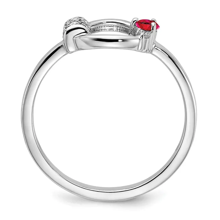 Rings Goldia Solid 14k White Gold Polished Simulated CZ and Ruby Circle Ring