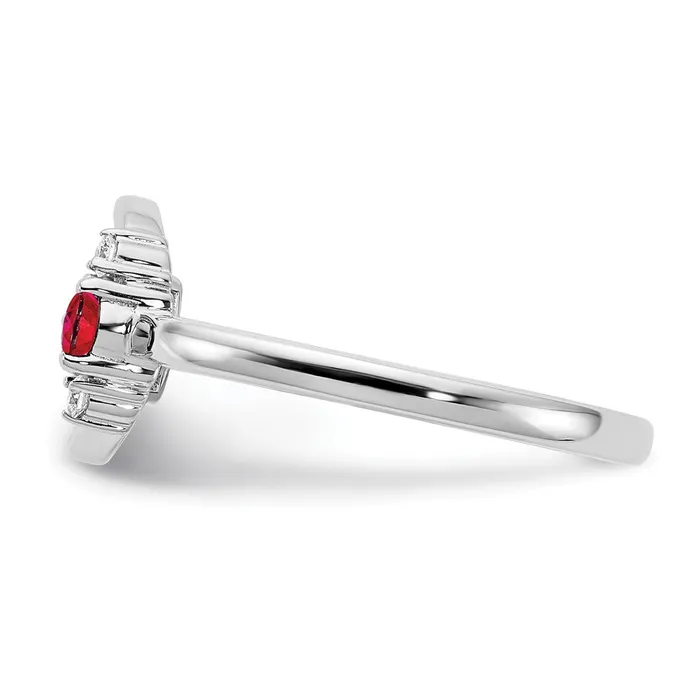 Rings Goldia Solid 14k White Gold Polished Simulated CZ and Ruby Circle Ring