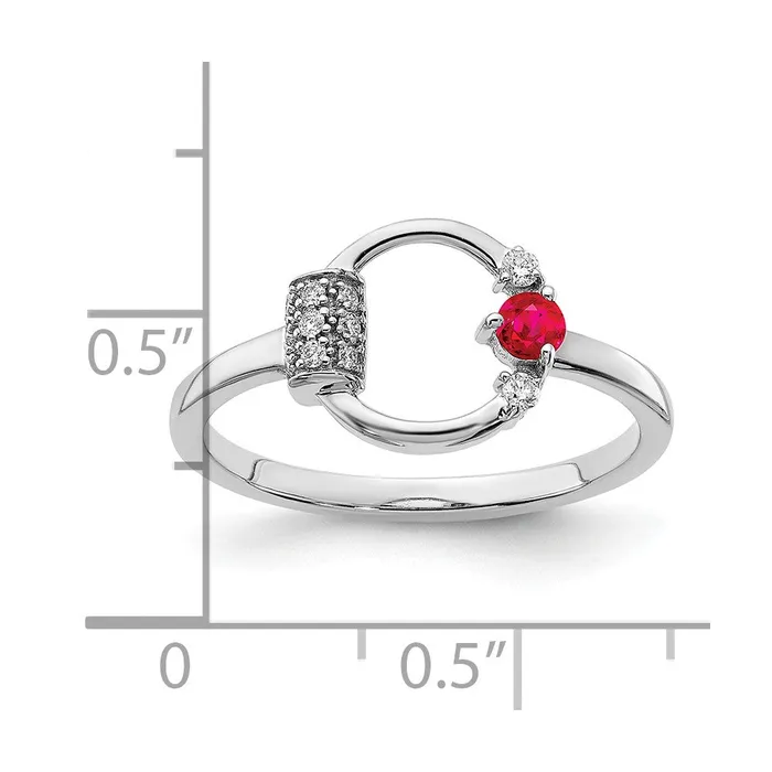 Rings Goldia Solid 14k White Gold Polished Simulated CZ and Ruby Circle Ring