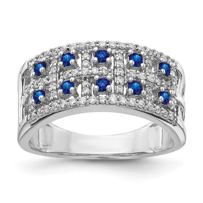 Rings Goldia Solid 14k White Gold Simulated CZ and Sapphire Fancy Ring