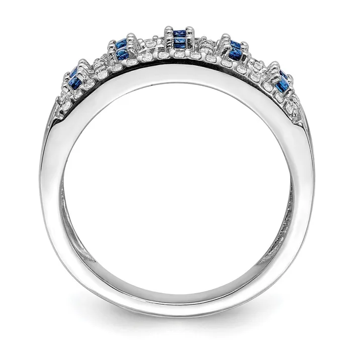 Rings Goldia Solid 14k White Gold Simulated CZ and Sapphire Fancy Ring