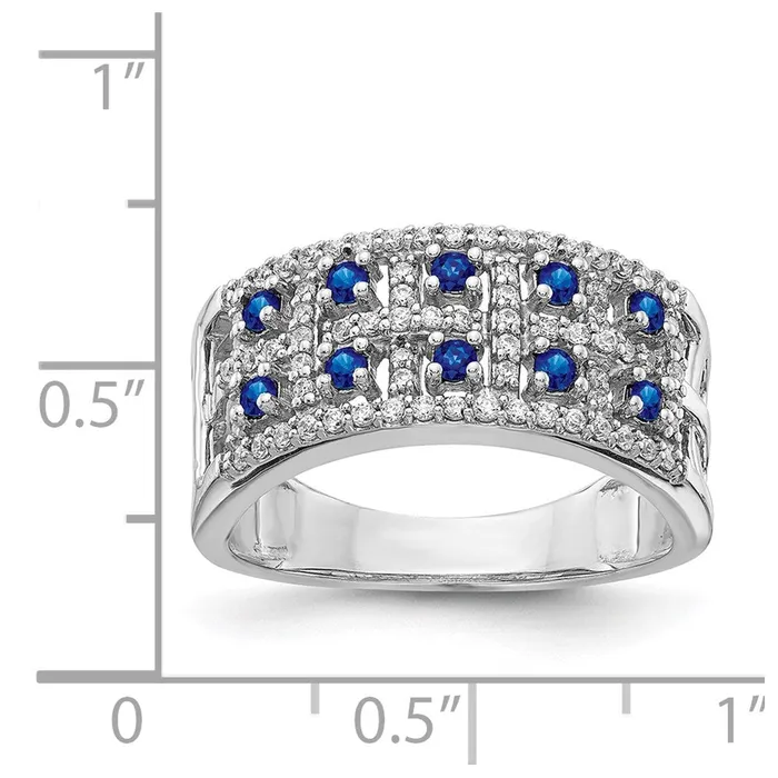 Rings Goldia Solid 14k White Gold Simulated CZ and Sapphire Fancy Ring