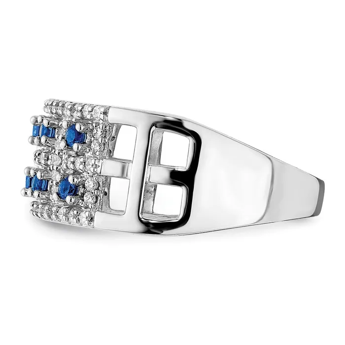 Rings Goldia Solid 14k White Gold Simulated CZ and Sapphire Fancy Ring