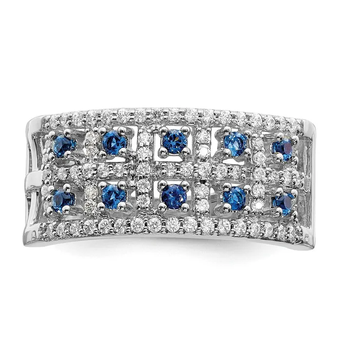 Rings Goldia Solid 14k White Gold Simulated CZ and Sapphire Fancy Ring