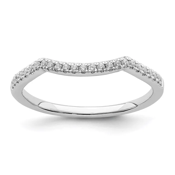 Rings Goldia Solid 14k White Gold Simulated CZ Contoured Wedding Band