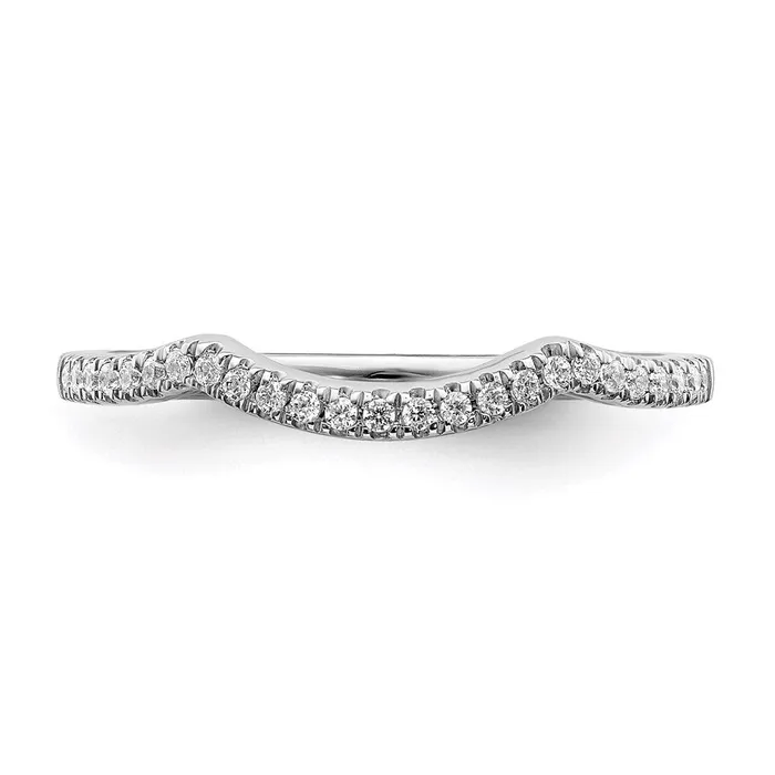 Rings Goldia Solid 14k White Gold Simulated CZ Contoured Wedding Band