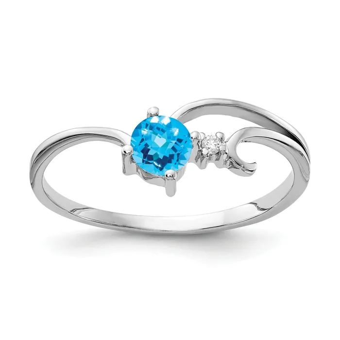 Rings Goldia Solid 14k White Gold Topaz AA Simulated CZ Ring