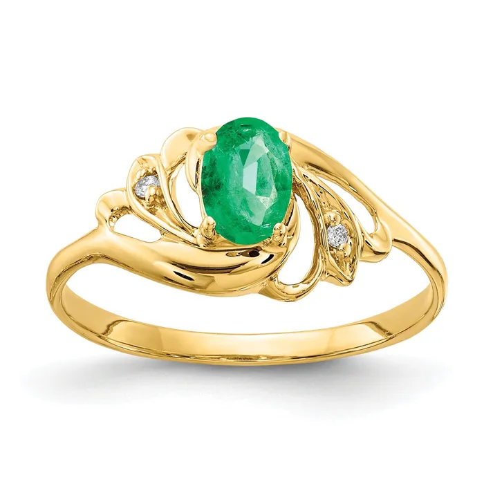 Rings Goldia Solid 14k Yellow Gold 6x4mm Oval Simulated Emerald AAA CZ Ring Rings Goldia Solid 14k Yellow Gold 6x4mm Oval Simulated Emerald AAA CZ Ring