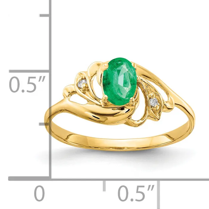 Rings Goldia Solid 14k Yellow Gold 6x4mm Oval Simulated Emerald AAA CZ Ring